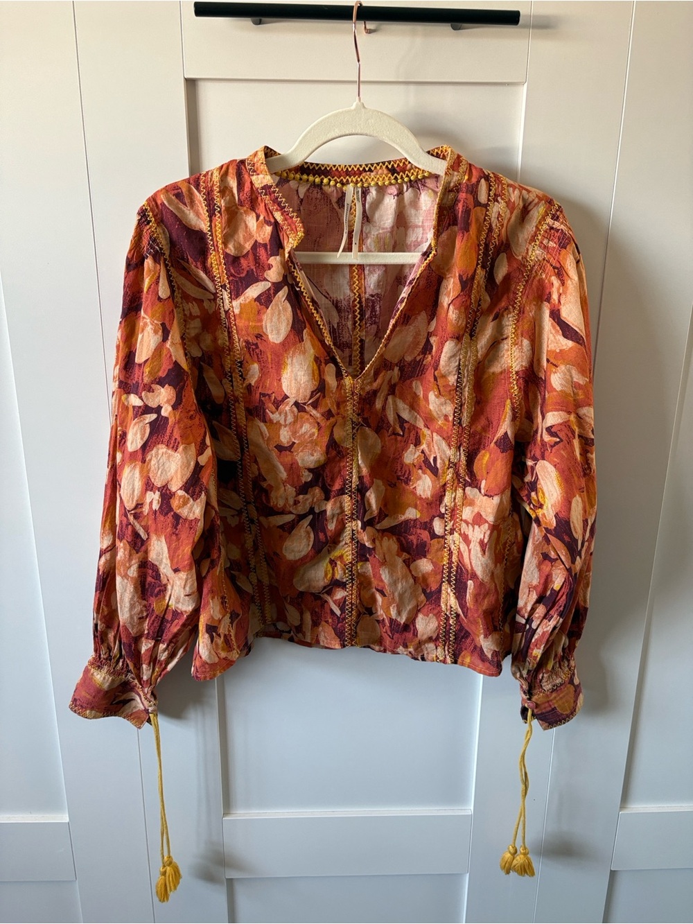 Anthropologie Tassel Stitched Blouse - Picture 3 of 7